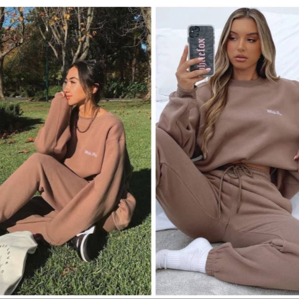 White fox oversized mocha sweatshirt new with tags